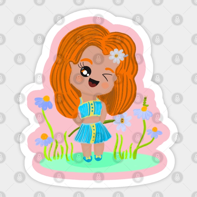 Girl with flowers Sticker by Floflo art